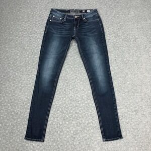 Miss Me Jeans Womens 28 Blue Jegging Dark Wash Slim Fit Stretch Denim Rhinestone
